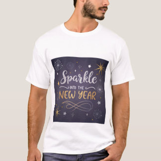 Sparkle Into the New Year" Festive T-Shirt . Tシャツ