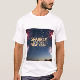 Sparkle Into the New Year" Festive T-Shirt  . Tシャツ