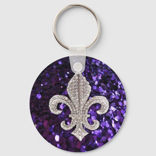 Sparkle jewel Fleur De Lis Purple キーホルダー (正面)