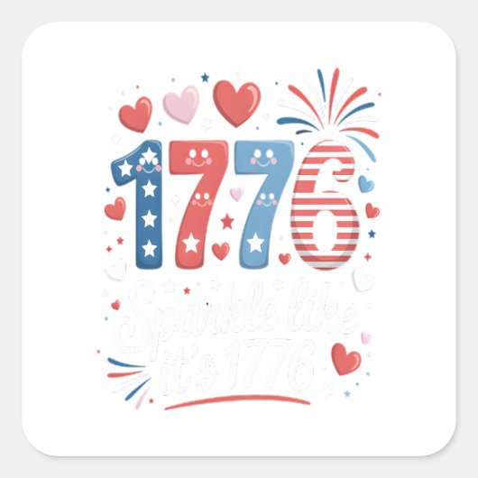 Sparkle Like It's 1776 4th July Fireworks スクエアシール (正面)