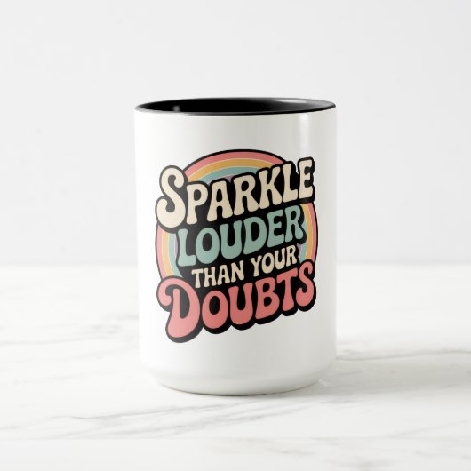Sparkle Louder Than Your Doubts Retro Groovy マグカップ (中央)