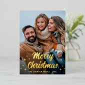 Sparkle Merry Christmas 2 PHOTO Greeting金ゴールド 箔シーズンカード (立ち正面)