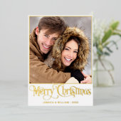 Sparkle Merry Christmas 2 PHOTO Greeting金ゴールド 箔シーズンカード (立ち正面)