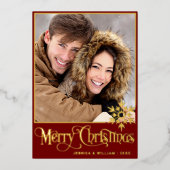 Sparkle Merry Christmas 2 PHOTO Greeting金ゴールド 箔シーズンカード (正面)