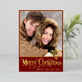 Sparkle Merry Christmas 2 PHOTO Greeting金ゴールド 箔シーズンカード (立ち正面)