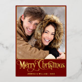 Sparkle Merry Christmas 2 PHOTO Greeting金ゴールド 箔シーズンカード (正面)