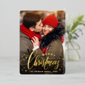 Sparkle Merry Christmas 2 PHOTO Greeting金ゴールド 箔シーズンカード (立ち正面)