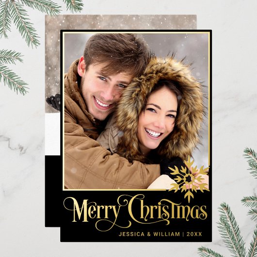 Sparkle Merry Christmas 2 PHOTO Greeting金ゴールド 箔シーズンカード