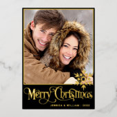Sparkle Merry Christmas 2 PHOTO Greeting金ゴールド 箔シーズンカード (正面)