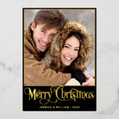 Sparkle Merry Christmas 2 PHOTO Greeting金ゴールド 箔シーズンカード (正面)