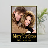 Sparkle Merry Christmas 2 PHOTO Greeting金ゴールド 箔シーズンカード (立ち正面)