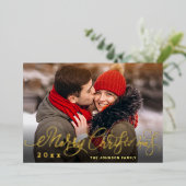 Sparkle Merry Christmas 3 PHOTO Greeting金ゴールド 箔シーズンカード (立ち正面)