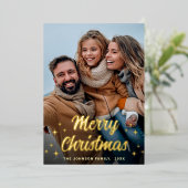 Sparkle Merry Christmas 5 PHOTO Greeting金ゴールド 箔シーズンカード (立ち正面)