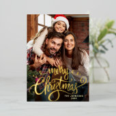 Sparkle Merry Christmas 5 PHOTO Greeting金ゴールド 箔シーズンカード (立ち正面)