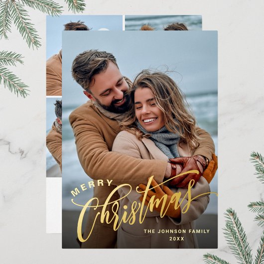 Sparkle Merry Christmas 5 PHOTO Greeting金ゴールド 箔シーズンカード