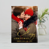 Sparkle Merry Christmas 5 PHOTO Greeting金ゴールド 箔シーズンカード (立ち正面)