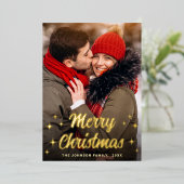 Sparkle Merry Christmas 5 PHOTO Greeting金ゴールド 箔シーズンカード (立ち正面)