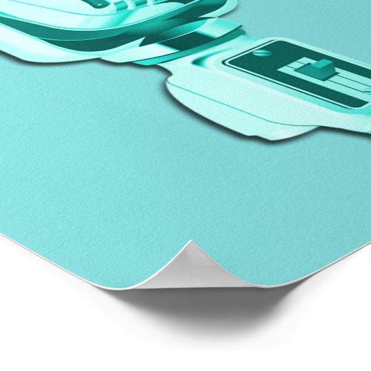 Sparkle Music Noteとレトロマイク誕生日 ポスター (角)