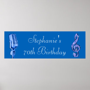 Sparkle Music Noteとレトロマイク誕生日 ポスター