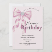 Sparkle Pink Coquette Bow 1st 招待状 (正面)