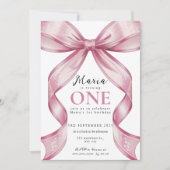 Sparkle Pink Coquette Bow 1st 招待状 (正面)