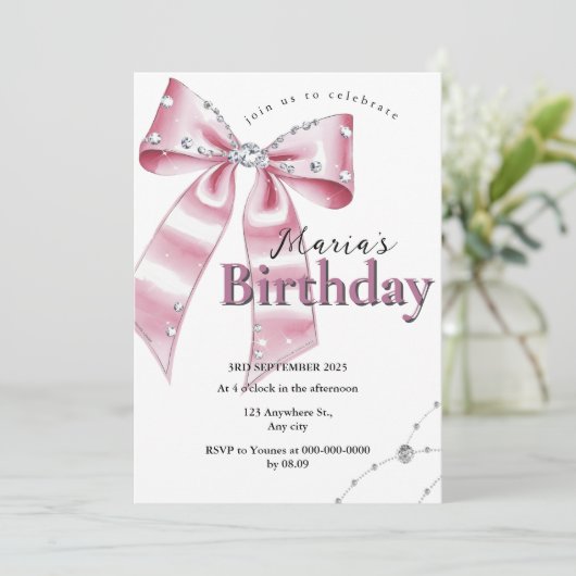 Sparkle Pink Coquette Bow 1st 招待状 (スタンド正面)