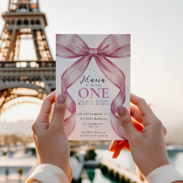 Sparkle Pink Coquette Bow 1st 招待状