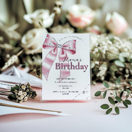 Sparkle Pink Coquette Bow 1st 招待状