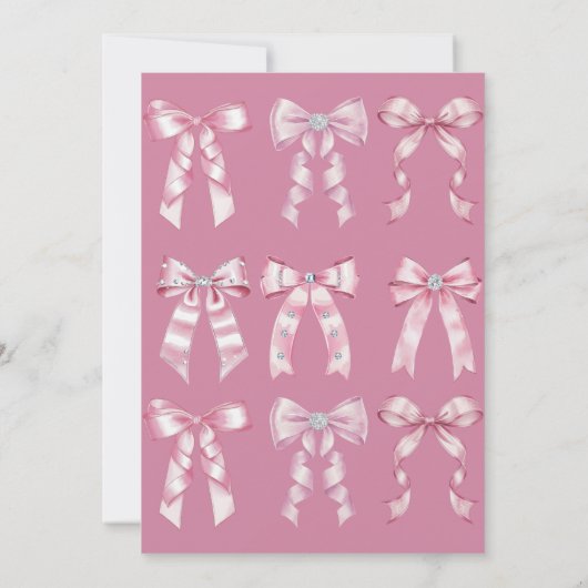 Sparkle Pink Coquette Bow 1st 招待状 (裏面)