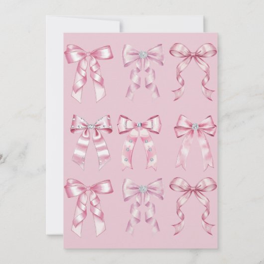 Sparkle Pink Coquette Bow 1st 招待状 (裏面)