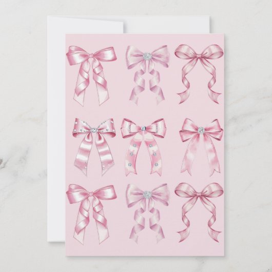 Sparkle Pink Coquette Bow 1st 招待状 (裏面)