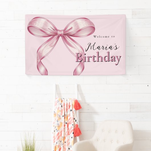 Sparkle Pink Coquette Bow 1st 横断幕 (インサイチュ)