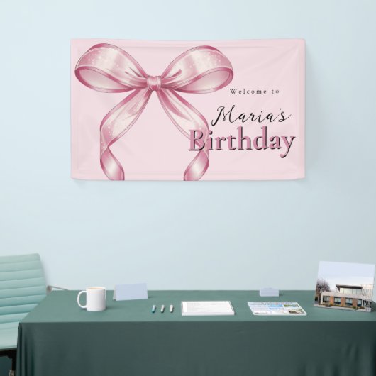 Sparkle Pink Coquette Bow 1st 横断幕 (トレードショー)