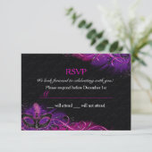 Sparkle Pink & Purple Feather Mask Masquerade RSVP (スタンド正面)