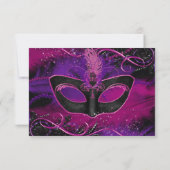 Sparkle Pink & Purple Feather Mask Masquerade RSVP (裏面)