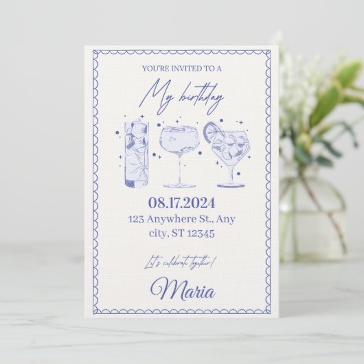 Sparkle & Pop! Editable Birthday Bash Invitation 招待状 (スタンド正面)