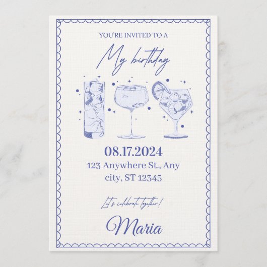 Sparkle & Pop! Editable Birthday Bash Invitation 招待状 (正面)