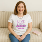 Sparkle quote glitter effect pink add text プラスサイズTシャツ