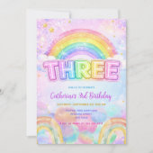 Sparkle Rainbow 3rd Birthday Party 招待状 (正面)