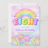 Sparkle Rainbow 8th Birthday Party 招待状 (正面)