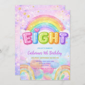 Sparkle Rainbow 8th Birthday Party 招待状 (正面/裏面)