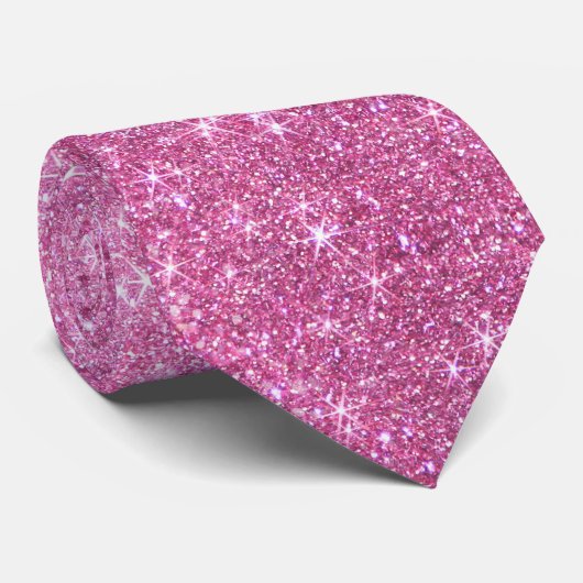 Sparkle Shiny Glitter Elegant Pink Valentine's Day ネクタイ (ロール)