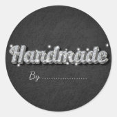 Sparkle Silver Glitter Handmade Gift Stickers ラウンドシール (正面)