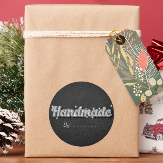 Sparkle Silver Glitter Handmade Gift Stickers ラウンドシール (クリスマス)