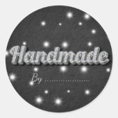 Sparkle Silver Glitter Handmade Gift Stickers ラウンドシール (正面)