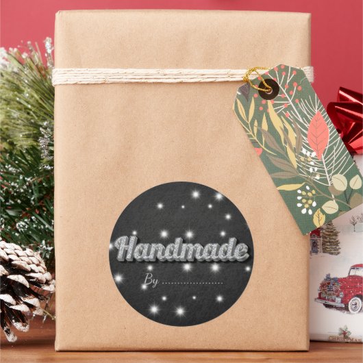 Sparkle Silver Glitter Handmade Gift Stickers ラウンドシール (クリスマス)