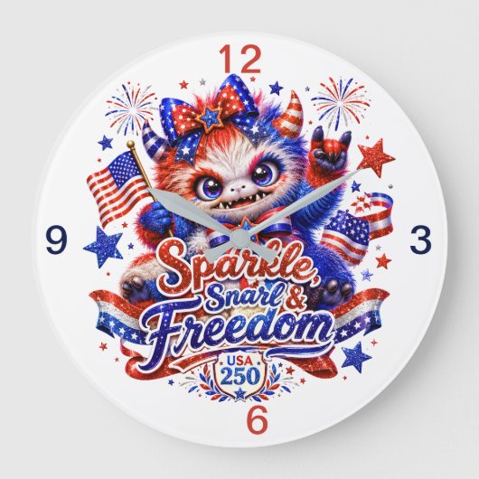 Sparkle, Snarl, Freedom (思い出) ラージ壁時計 (正面)