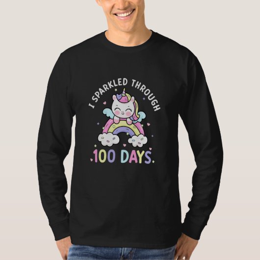 Sparkled Through 100 Days Girls Unicorn 100th Day  Tシャツ (正面)