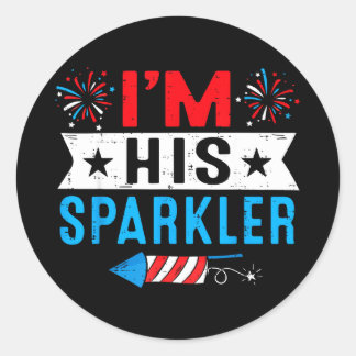 Sparkler and 4th of july matching couplesSparkler  ラウンドシール