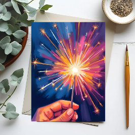 Sparkler New Year Celebration Watercolor シーズンカード